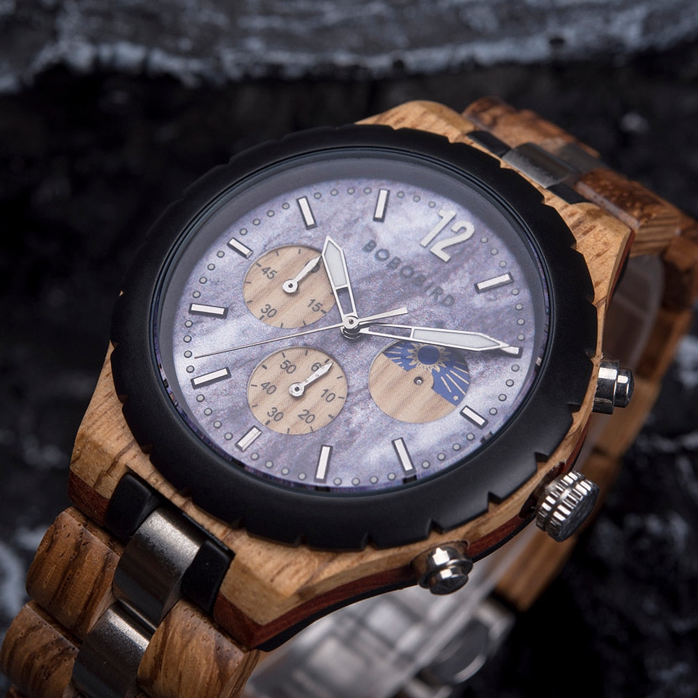 Luxury Wooden Chronograph Watch for Men-C.K Jewelry