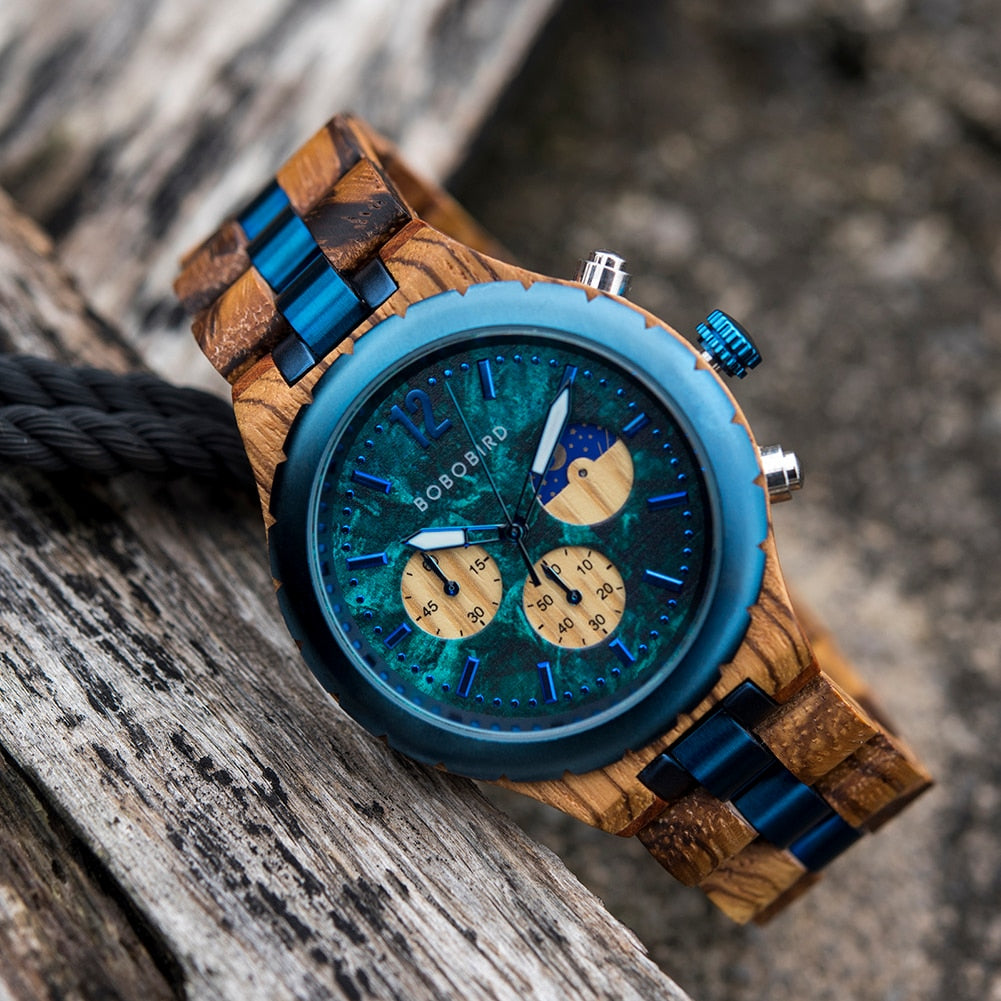 Luxury Wooden Chronograph Watch for Men-C.K Jewelry