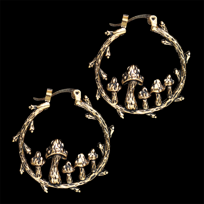 Ancient Gold Mushroom Earrings-C.K Jewelry