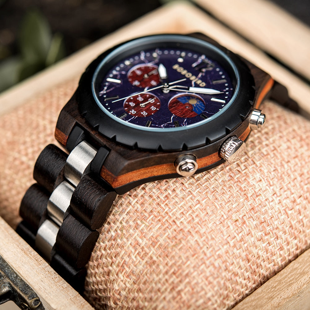 Luxury Wooden Chronograph Watch for Men-C.K Jewelry