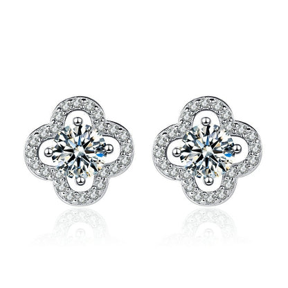 Four Leaf Clover Moissanite Stud Earrings-C.K Jewelry